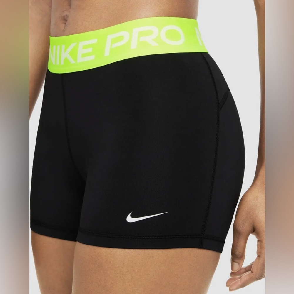 Nike pro women’s dri fit Shorts with Neon Green Waistband